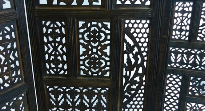 Kalei Solid Wood 4 Panel Room Divider (Brown) by Urban Ladder - - 