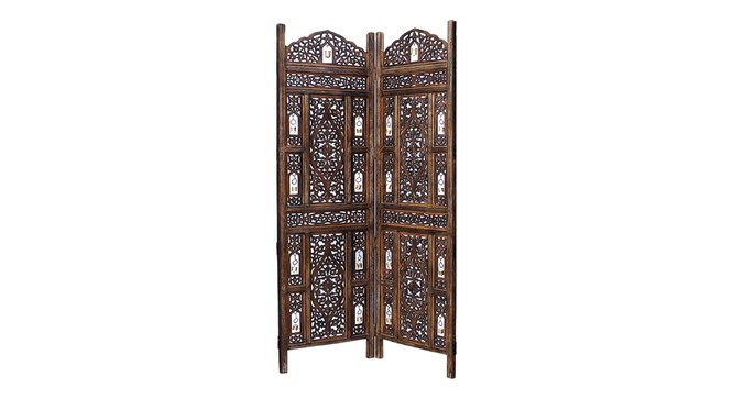 Jacilynn Solid Wood 4 Panel Room Divider (Brown) by Urban Ladder - - 