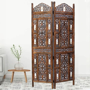 Living Storage In Greater Noida Design Jacilynn Solid Wood Room Divider in Brown Colour