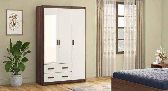 Miller 3 Door Wardrobe (Two-Tone Finish, 2 Drawer Configuration, With Mirror, With Lock) by Urban Ladder - - 916254