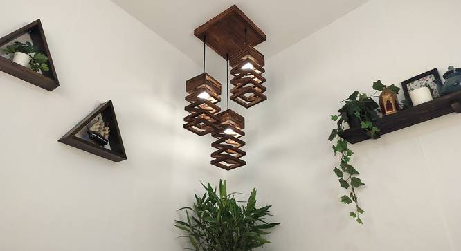Wiggle Brown Solid Wood Cluster Hanging Light (Brown) by Urban Ladder - Rear View Design 1 - 916345