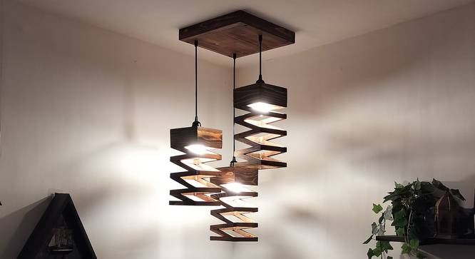 Wiggle Brown Solid Wood Cluster Hanging Light (Brown) by Urban Ladder - Design 1 Side View - 916349