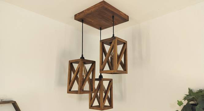 Symmetric Brown Solid Wood Cluster Hanging  Light (Brown) by Urban Ladder - Cross View Design 1 - 916373
