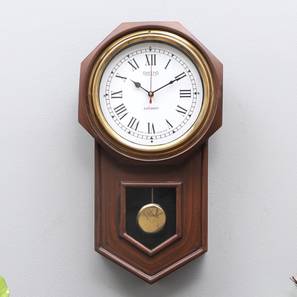 Wall Clocks Design Brown Solid Wood Rectangular Analog Wall Clock