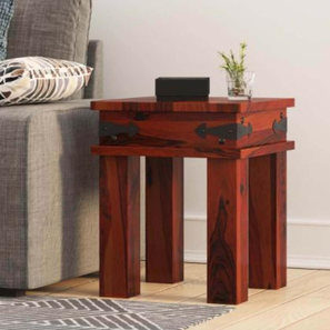 ritanshu enterprises Hevea Solid Wood Side Table in Mahogany Finish-picture-16