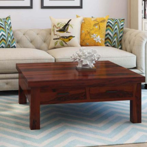 Closed Coffee Table Design Java Square Rosewood Coffee Table in Teak Finish