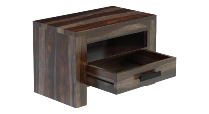 cayman Bedside Table. (Walnut Finish) by Urban Ladder - Front View Design 1 - 919285