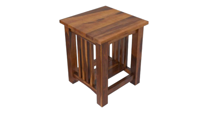 heron Bedside Table. (Teak Finish) by Urban Ladder - Front View Design 1 - 919290