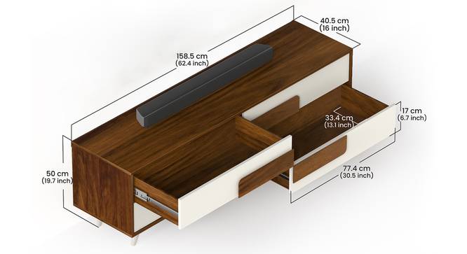 Mayrone Engineering Wood TV Entertainment Unit (60 Inch Size, Brown Maple and White Finish) by Urban Ladder - - 