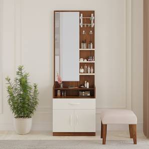 Darci Engineered Wood Dressing Table in Brown Maple And White Finish