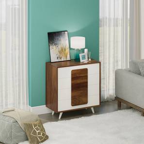 4 Drawers Design Mayrone Standard Engineered Wood Chest of 4 Drawers in Brown Maple And White Finish