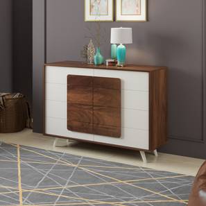 8 Drawers Design Mayrone Large Engineered Wood Chest of 8 Drawers in Brown Maple And White Finish