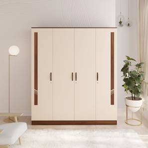 Bluewood Design Andrie Engineered Wood 4 Door Wardrobe in Brown Maple And Beige Finish