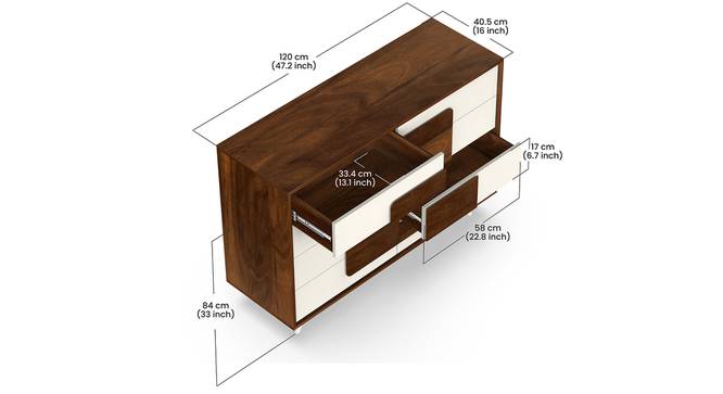 Mayrone Engineered Wood Chest of Drawers (Brown Maple and White Finish) by Urban Ladder - - 