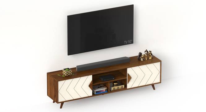 Wilbrome Engineering Wood Floor Standing TV (Brown Maple and White Finish, 75 Inch Size) by Urban Ladder - - 