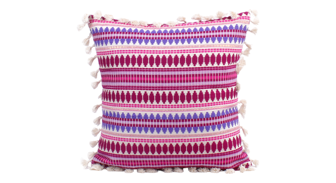 Acrylic Striped Cushion Cover with Lace Set of 2 (16 X 16 Inches) (Multi) by Urban Ladder - - 