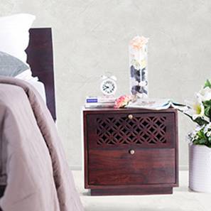 Standard Bedside Tables Design Alaca Solid Wood Bedside Table in Mahogany Finish