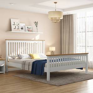 Solid Wood Beds Design Athens Solid Wood Queen Size Non Storage Bed in Two Tone Finish