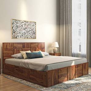 Beds Core Sw Design Astoria Solid Wood King Size Box Storage Bed in Teak Finish