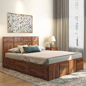 Queen Solid Wood Beds Design Astoria Solid Wood Queen Size Box Storage Bed in Teak Finish