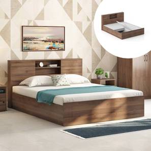 Deal Of The Day Ccs Design Amy Engineered Wood Queen Size Box Storage Bed in Classic Walnut Finish