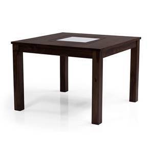 Square Table Design Brighton Glass 4 Seater Dining Table in Mahogany Finish