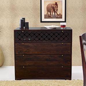 4 Drawers Design Alaca Solid Wood Chest of 4 Drawers in Mahogany Finish