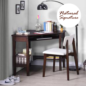 Office Tables Design Collins Solid Wood Study Table in Dark Walnut Finish