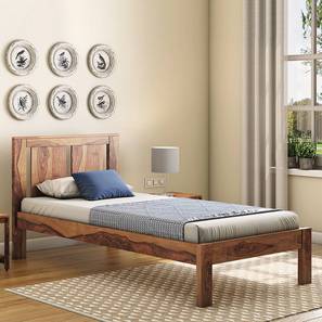 Durban Solid Wood Single Size Non Storage Bed in Teak Finish