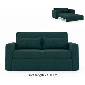 Furniture Upto 60 Percent Off Design Camden Compact 3 Seater Pull Out Sofa cum Bed In Jade Blue Colour