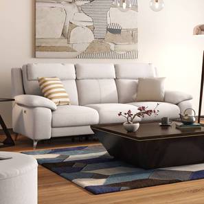 Recliners Design Emila Three Seater Motorized Fabric Recliner in Cream