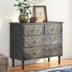 Bedroom Storage In Greater Noida Design Elisa Solid Wood Chest of 4 Drawers in Antique Grey Finish