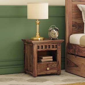 Bedside Table Design Design Fidora Solid Wood Bedside Table in Teak Finish