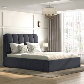 Upholstered Beds Diff Design Faroe Engineered Wood Queen Size Drawer Storage Upholstered Bed in Grey Finish