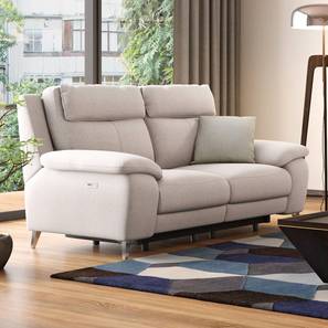 Recliners Design Emila Two Seater Motorized Fabric Recliner in Cream