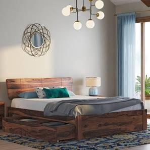 Queen Solid Wood Beds Design Marieta Solid Wood Queen Size Drawer Storage Bed in Teak Finish
