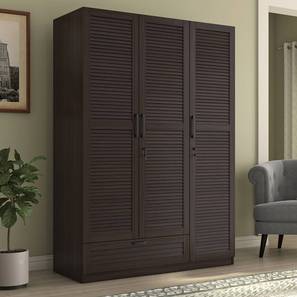 Three Cupboards Design Bennis Engineered Wood 3 Door Wardrobe Without Mirror in Dark Walnut Finish