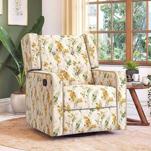 Lazeon Recliner Design Irene One Seater Rocker Swivel Recliner in Mustard Floral Velvet