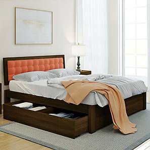 Beds With Storage In Ahmedabad Design Florence Solid Wood King Size Drawer Storage Bed in Mahogany Finish
