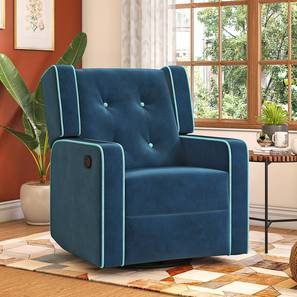 Lazeon Recliner Design Irene One Seater Rocker Swivel Recliner in Night Blue Velvet