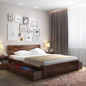 Queen Solid Wood Beds Design Boston Solid Wood Queen Size Drawer Storage Bed in Teak Finish