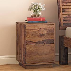 Bedside Tables Design Zephyr Solid Wood Bedside Table in Teak Finish
