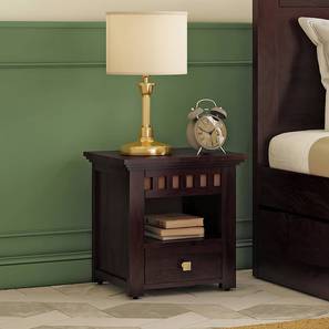 Mid Century Drawers Design Fidora Solid Wood Bedside Table in Mahogany Finish