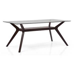 Glass Top Dining Table Diff Design Wesley 6 Seater Dining Table in Dark Walnut Finish