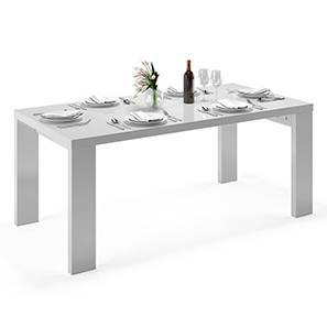 White Dining Table Design Kariba Engineered Wood 6 Seater Dining Table in White High Gloss Finish