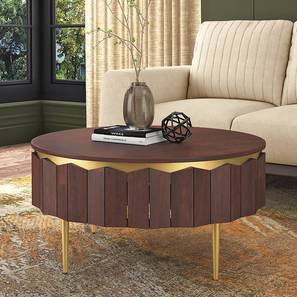 Keoni Collection Design Keoni Round Solid Wood Coffee Table in Claret Mahogany