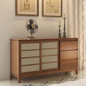 Fujiwara Living Room Design Fujiwara Solid Wood Sideboard in Amber Walnut Finish