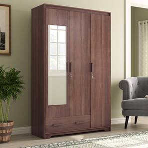 Wardrobes Mirrored Design Hilton Engineered Wood 3 Door Wardrobe With Mirror in Spiced Acacia Finish