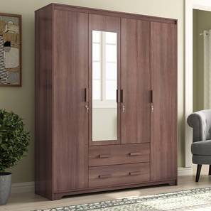 4 Door Wardrobes Design Hilton Engineered Wood 4 Door Wardrobe With Mirror in Spiced Acacia Finish