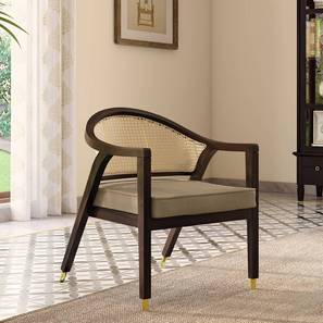 Hayworth Lounge Chair in Fawn Velvet American Walnut Colour